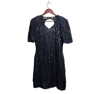 Mark & John by Sam Black 100% Silk Sequin Dress Size L Cocktail Party Formal